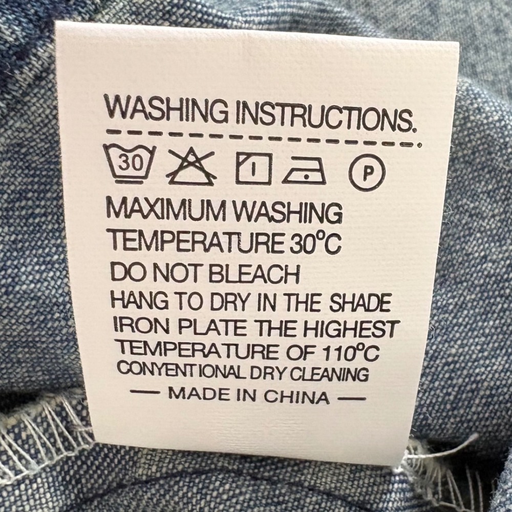 Vintage Style Cropped Boxy Denim Jacket Blue Band Collar L Streetwear Minimalist - Picture 4 of 11